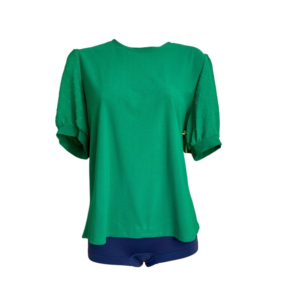 CeCe Green Meadows beautiful short eyelet sleeve top blouse